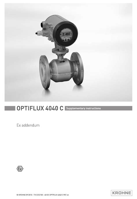 <strong>OPTIFLUX 4050 C</strong> Electromagnetic flowmeter for conductive liquids in flange version - <strong>OPTIFLUX 4050 C</strong> in stock Ready to ship within 20 business days - free shipping | Details (Purchase and delivery only within Germany and Austria, Belgium, Netherlands and Metropolitan France) Product characteristics Tough flange connection. . Krohne optiflux 4050 c manual